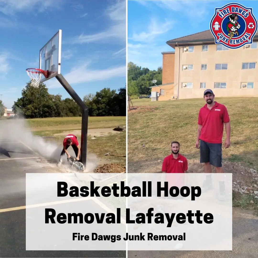 A Graphic of a Basketball Hoop Removal Lafayette