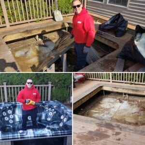 before and after picture of hot tub removal fort wayne